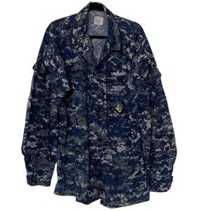 U.S. Navy Camouflage Blue Button Down Shirt L